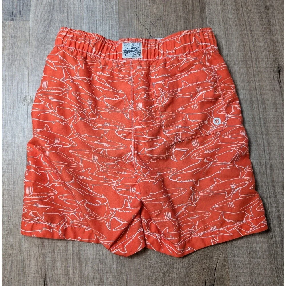 Gap Size M (8) Boys Swim Trunks Sharks Lined Drawstring Pockets Colorful